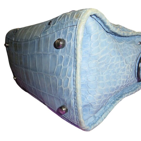 SOLD Coach Rhyder Limited Edition rare dusty blue Croc Embossed Denim Leather - Picture 11 of 16